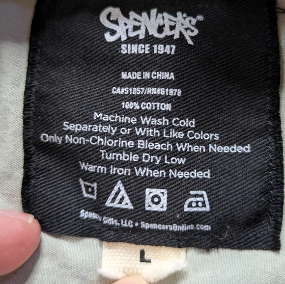 Spencer's White Green Sweary Cactus Short Sleeve Cotton Button Up L - Picture 6 of 7